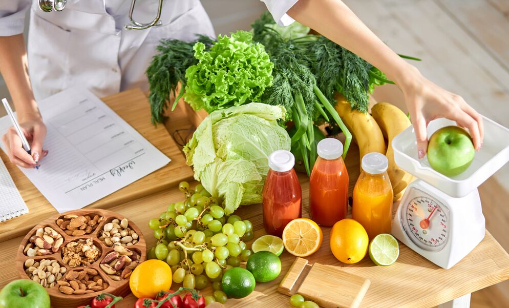 Vorbereitung einer wöchentlichen Diät basierend auf den Grundsätzen der richtigen Ernährung. 
